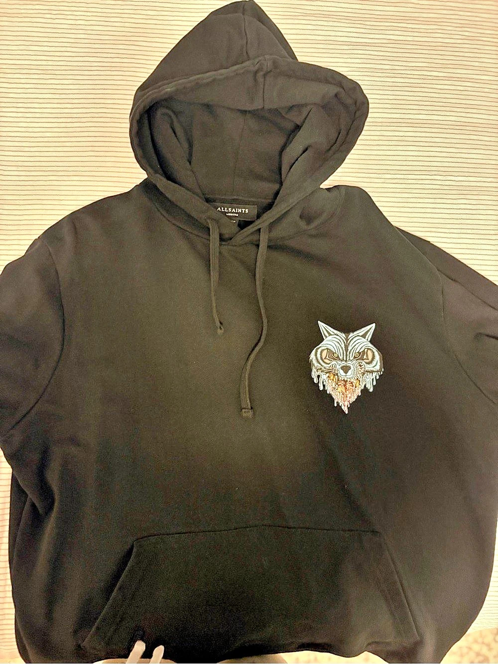 AllSaints Howl Wolf Print Overhead Hoodie Black Small